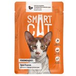 Корм Smart Cat для кошек и котят кусочки индейки со шпинатом в соусе, 85 г x 25 шт - изображение