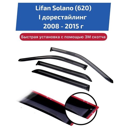 Дефлекторы боковых окон автомобиля Lifan Solano поколение 1 (620) 2008-2015 г