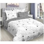 Комплект постельного белья ЛидерТекс «Мур-Мур» 2 спальный, Бязь, наволочки 70x70, кошки, серый - изображение