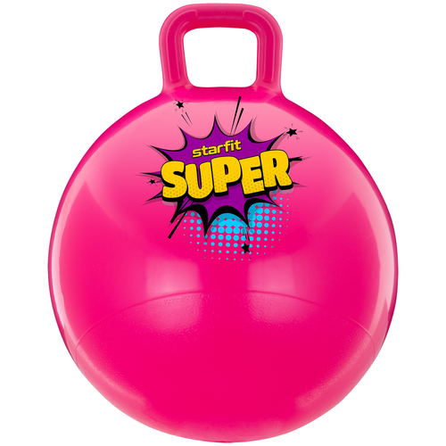 фото Мяч-попрыгун gb-0401, super, 45 см, 500 гр, с ручкой, розовый, антивзрыв starfit