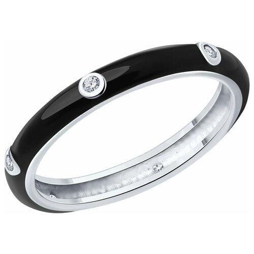 кольцо серебряное sokolov с эмалью 17 размер Кольцо SOKOLOV, серебро, 925 проба, родирование, фианит, эмаль, размер 17