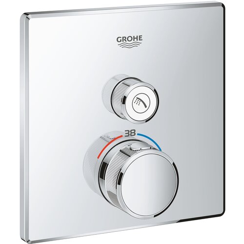 Внешняя часть термостата для душа GROHE Grohtherm SmartControl на 1 потребителя, квадратная, хром (29123000)