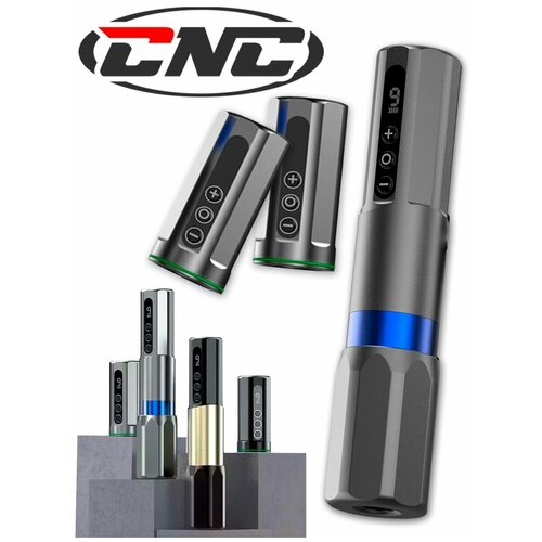 Беспроводная машинка ручка для тату и перманентного макияжа с двумя аккумуляторами CNC CW2 Wireless Tattoo Pen Gray