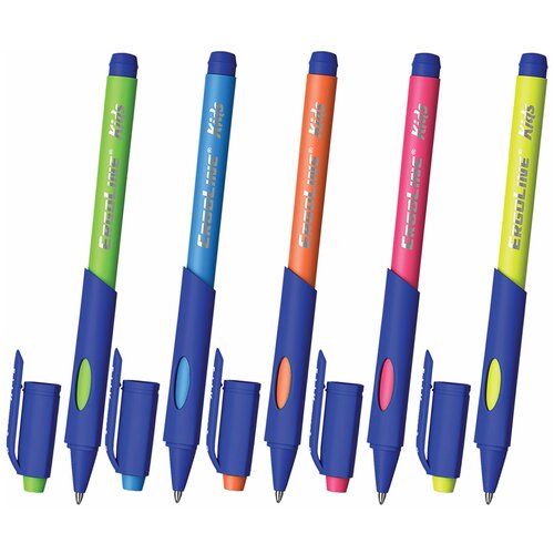 Ручка шариковая масляная ERICH KRAUSE Ergoline Kids, синяя, корпус ассорти, узел 0,7 мм, линия письма 0,35 мм, 41539 упаковка 10 шт. erich krause ergoline 16l neon skate