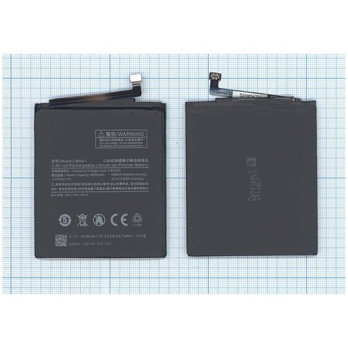 аккумулятор для xiaomi redmi note 4 bn41 техпак Аккумуляторная батарея BN41 для Xiaomi Redmi Note 4 3.7V 4100mAh