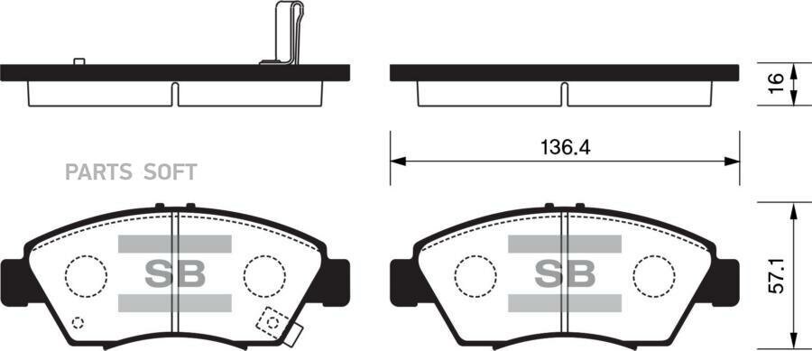 SANGSIN BRAKE SP1221 SP1221_колодки дисковые передние!\ Honda Civic 1.3i-1.6i 16V 91-01