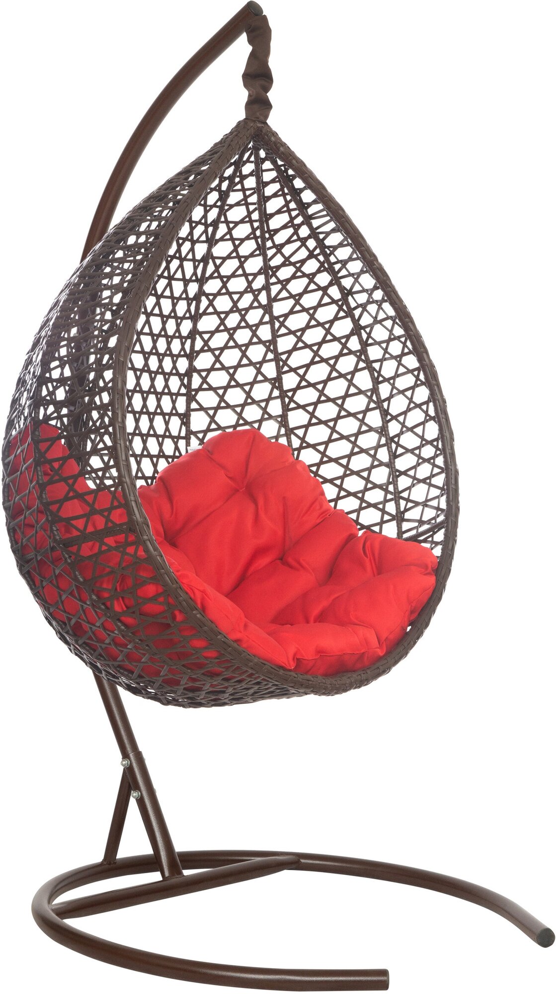 Подвесное кресло-кокон MONTBLANC коричневый + каркас (красная подушка Relax) - фотография № 1