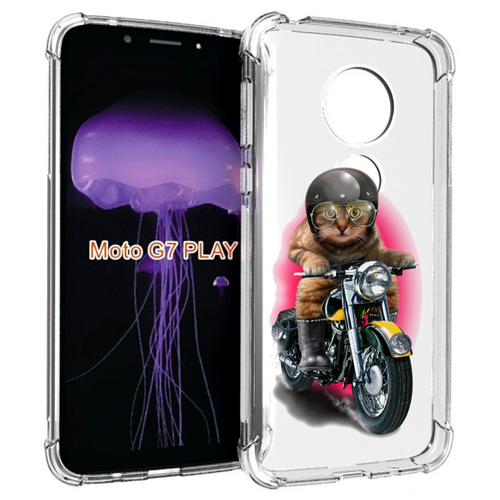 Чехол MyPads мото-кот для Motorola Moto G7 Play задняя-панель-накладка-бампер чехол mypads кот в кроссовках для motorola moto g7 play задняя панель накладка бампер
