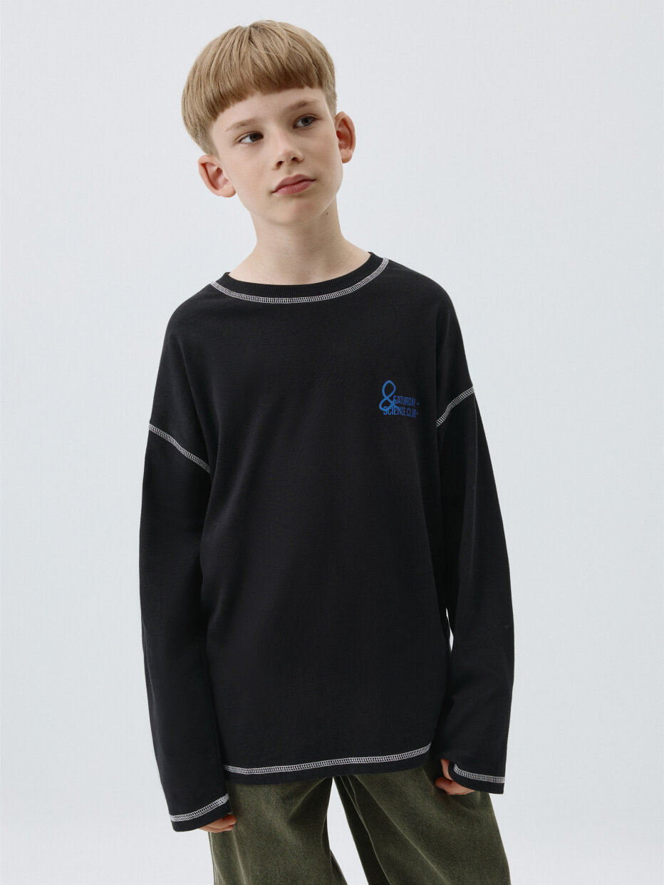 Лонгслив Sela, размер 122, черный — фото 1