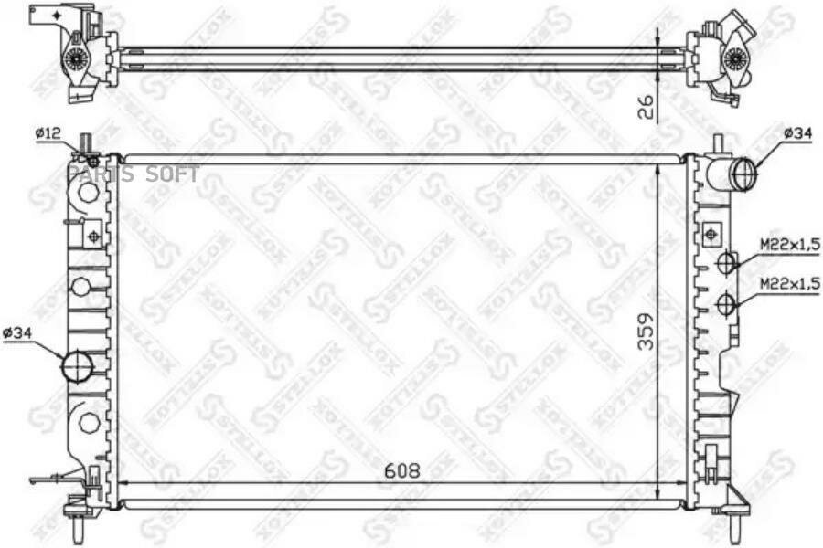 STELLOX 1025124SX 10-25124-SX_радиатор системы охлаждения!\ Opel Vectra 1.6i-2.2DTi 95