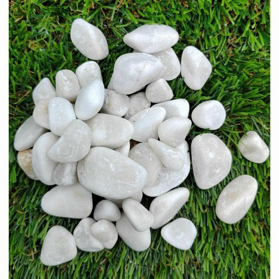 Галька мрамор белый фракция 10-20 мм 3 кг (353). Декоративный грунт, натуральный камень