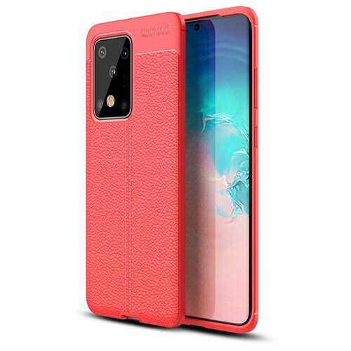 фото Чехол mypads для samsung galaxy s11 / samsung galaxy s20 из качественного износостойкого силикона с декоративным дизайном под кожу с тиснением красный