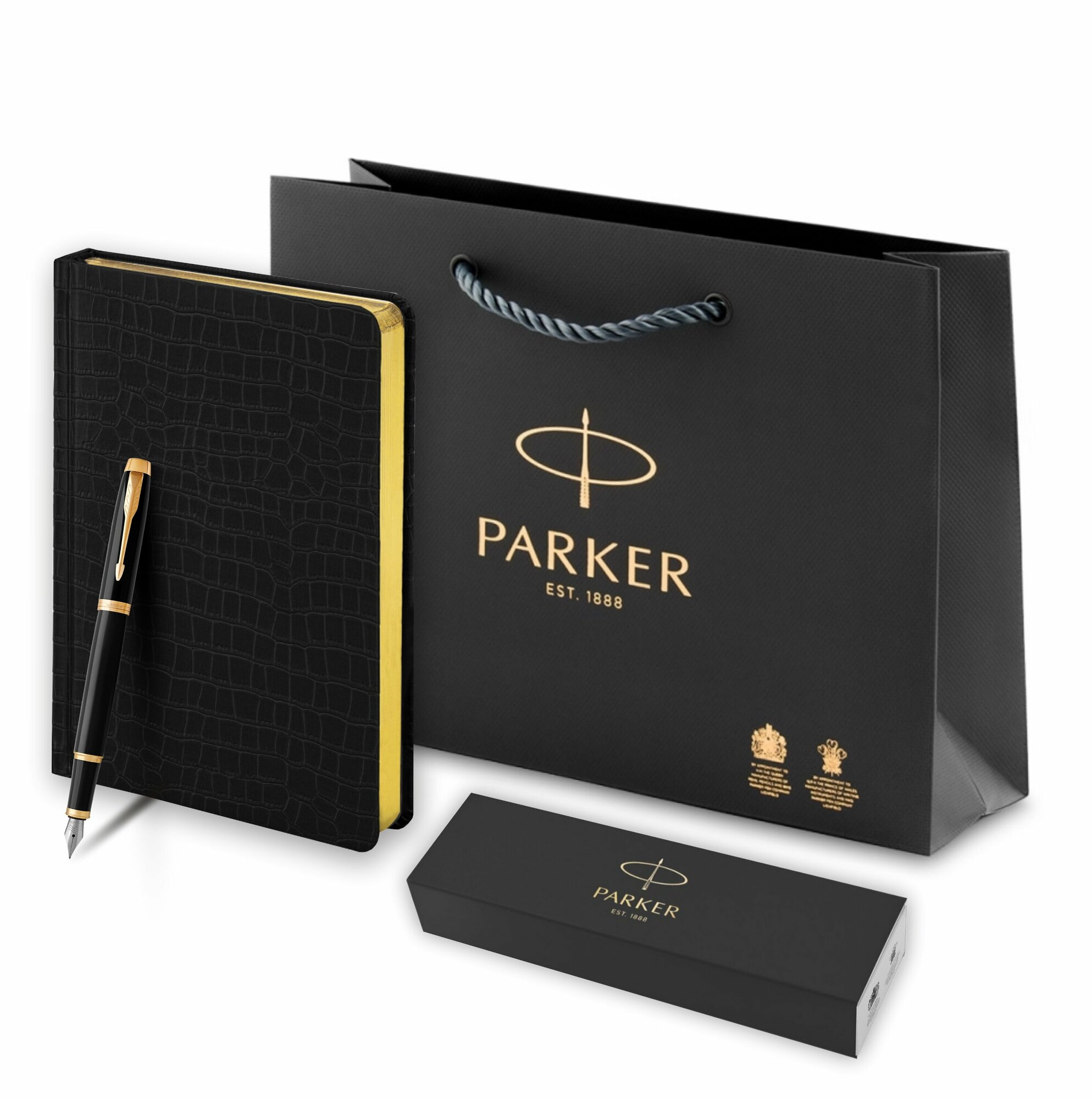 Подарочный набор: Перьевая ручка Parker IM Metal Black GT и ежедневник недатированный А5 черный