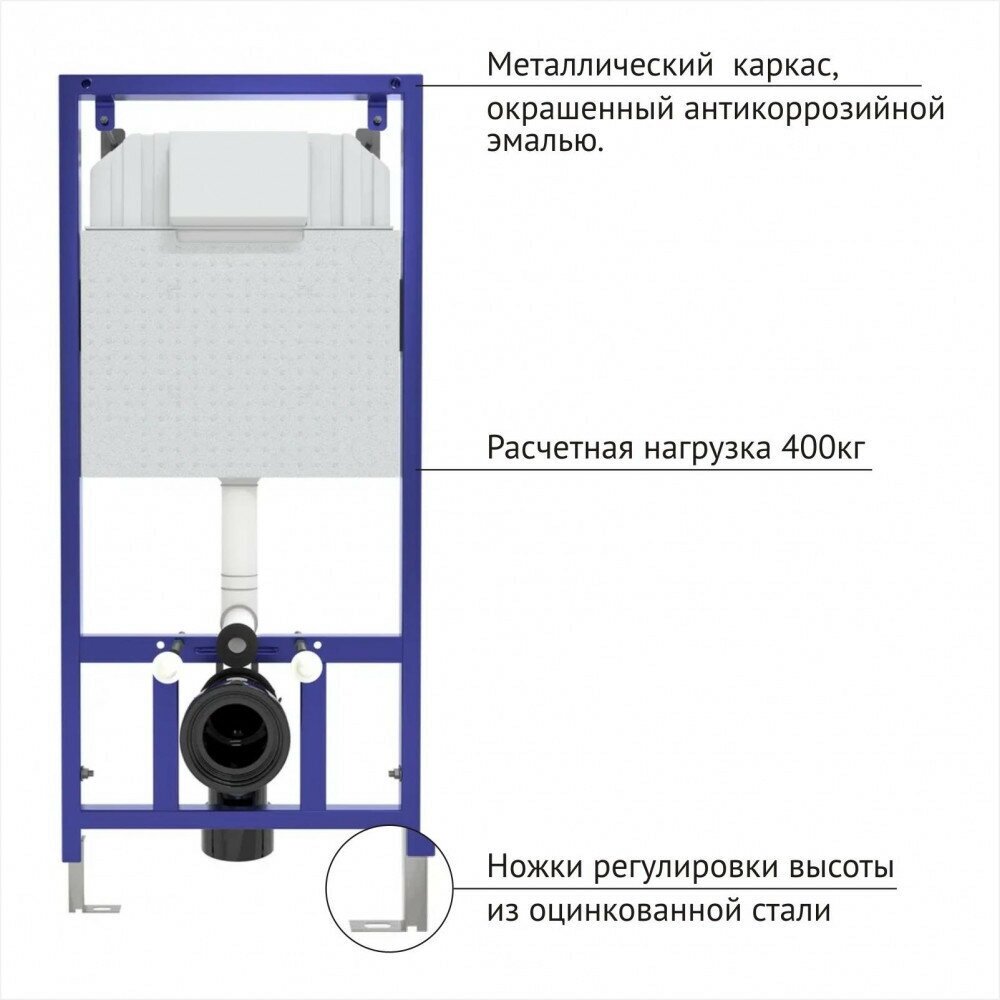 Инсталляция Berges для скрытого монтажа унитаза Novum кнопка O1 белая (40261)