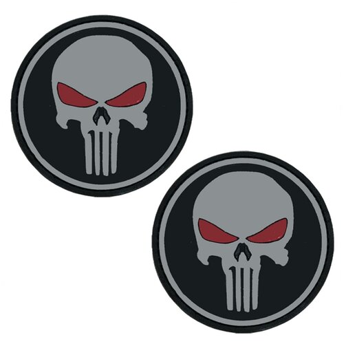 Комплект из 2 шт. нашивок (шеврон патчи ) Punisher (каратель) 3D на липучке D-7,5 черные
