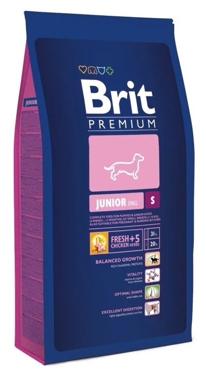 Сухой корм для щенков Brit Premium, курица 1 уп. х 1 шт. х 3 кг (для мелких пород)