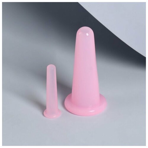 Набор массажных банок 2шт р-р M d398см S d165см силикон роз пакет накл QF 7663023 360₽