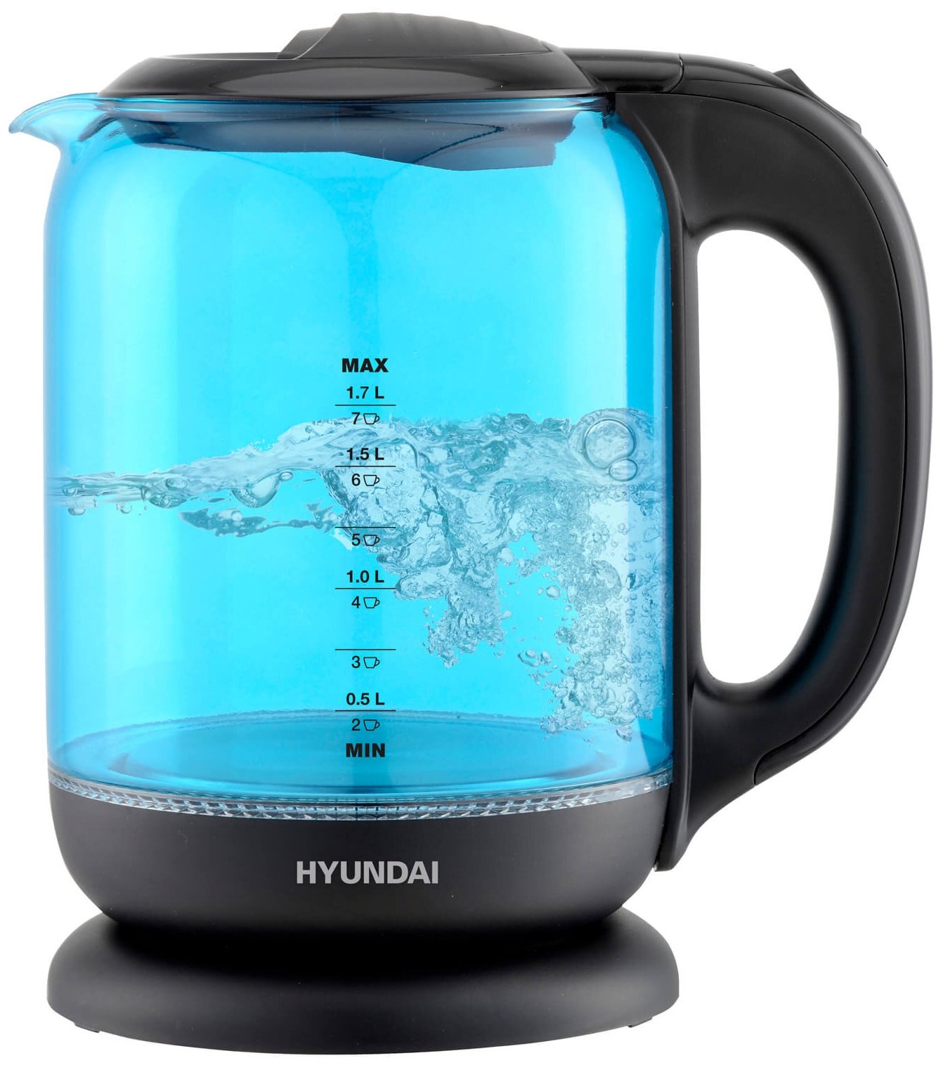 Чайник HYUNDAI HYK-G2806 голубое стекло