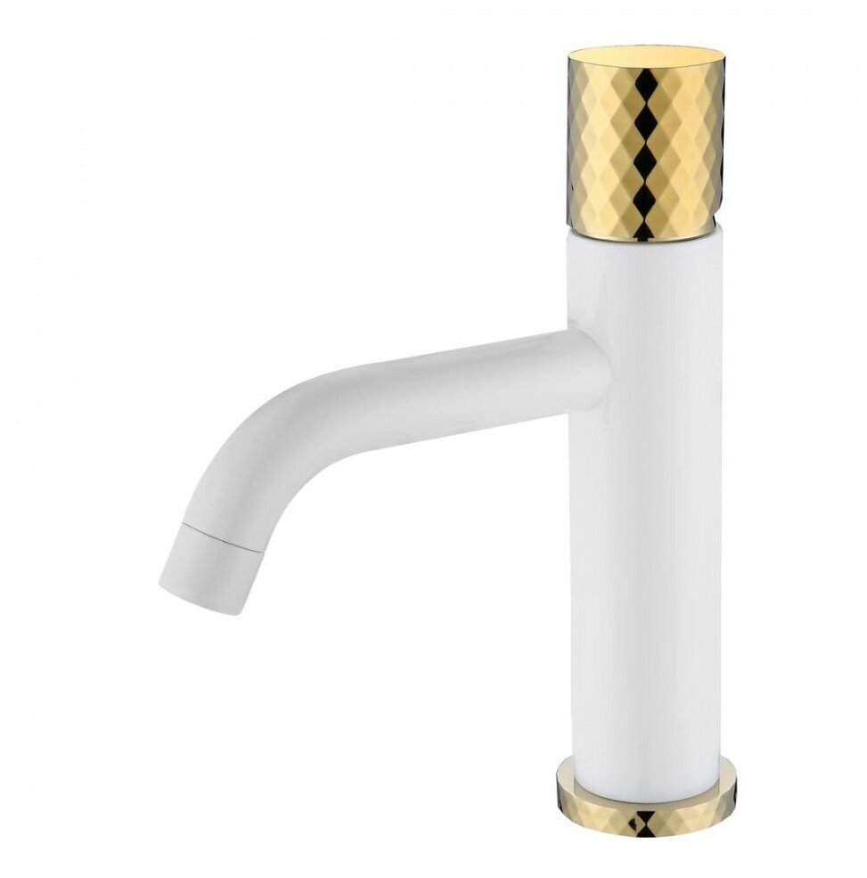 Смеситель Boheme Stick 121-WG для раковины, белый, золото
