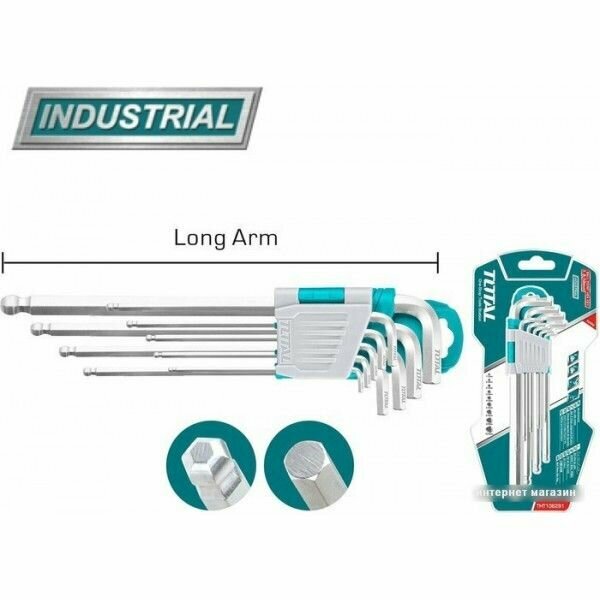 Набор шестигранных ключей,1,5-10мм/9шт TOTAL - фотография № 3