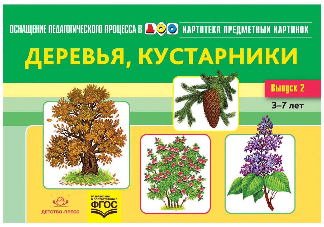 Картотека предметных картинок. Наглядный дидактический материал. Выпуск 2. Деревья, кустарники. - фото №1