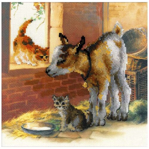 Риолис Набор для вышивания Козленок и котята (0053 РТ), разноцветный, 30 х 30 см