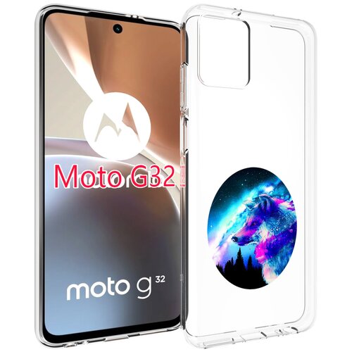 Чехол MyPads голубой волк для Motorola Moto G32 задняя-панель-накладка-бампер