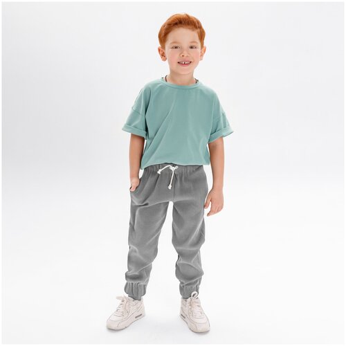 фото Костюм детский amarobaby jump (футболка,брюки), мятный/серый, размер 116-122