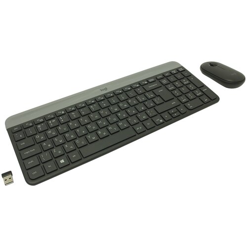 Комплект клавиатура + мышь Logitech MK470 Slim, графитовый, кириллица+QWERTY комплект клавиатура мышь logitech mk470 slim белый русская оригинальная раскладка 920 009207