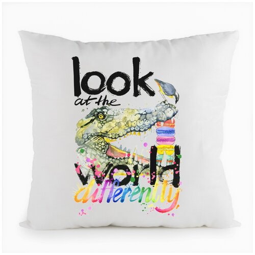 фото Подушка белая coolpodarok look at the world differently. крокодил,белая