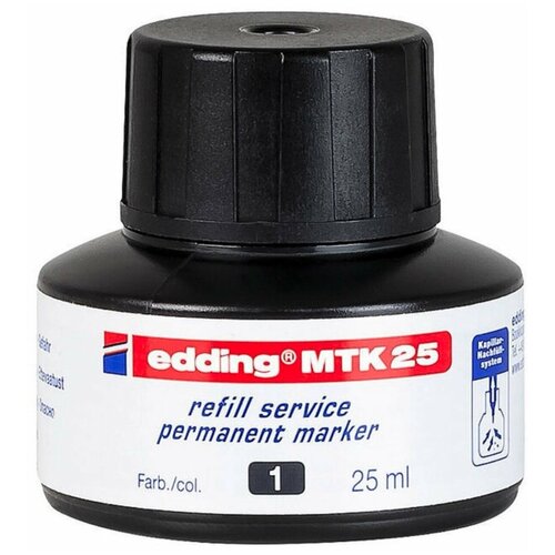 Заправка перманентная EDDING MTK 25, капиллярная система, чернила для заправки перманентных маркеров, 25 мл, черная
