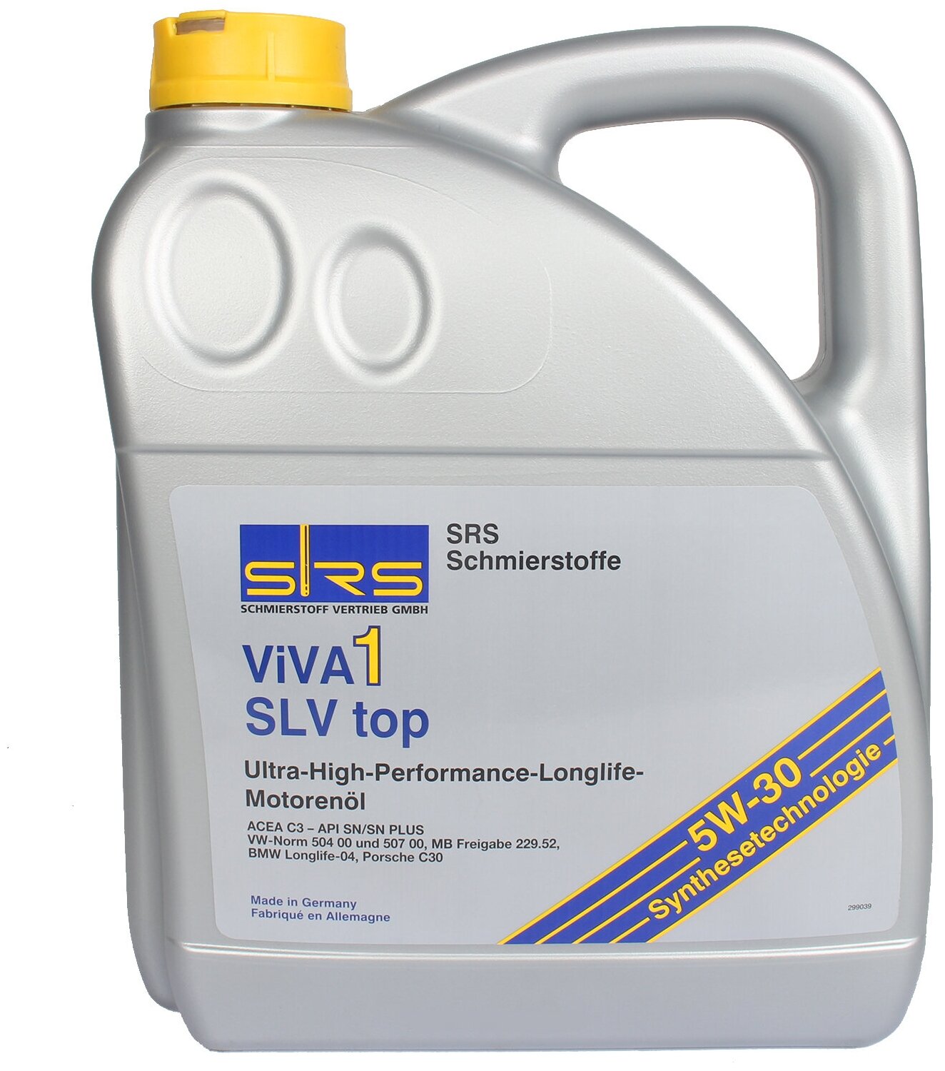 Синтетическое моторное масло SRS VIVA 1 SLV top 5W30, 4 л, 4 кг