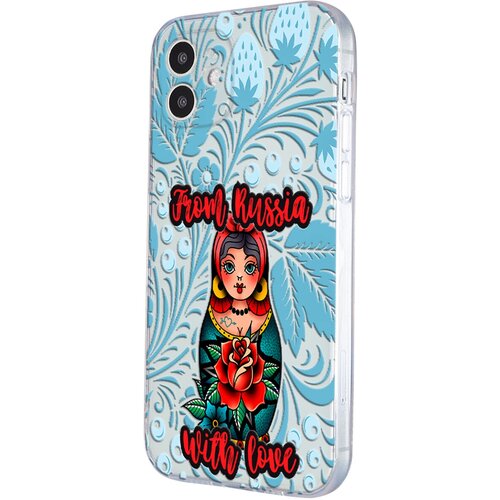 Силиконовый чехол с защитой камеры Mcover для Apple iPhone 12 с рисунком Matreshka from Russia силиконовый чехол mcover для apple iphone 14 pro с рисунком matreshka from russia