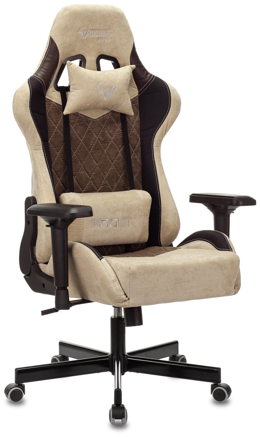 Кресло игровое ZOMBIE VIKING 7 KNIGHT Fabric коричневый текстиль/эко.кожа с подголов. крестовина металл