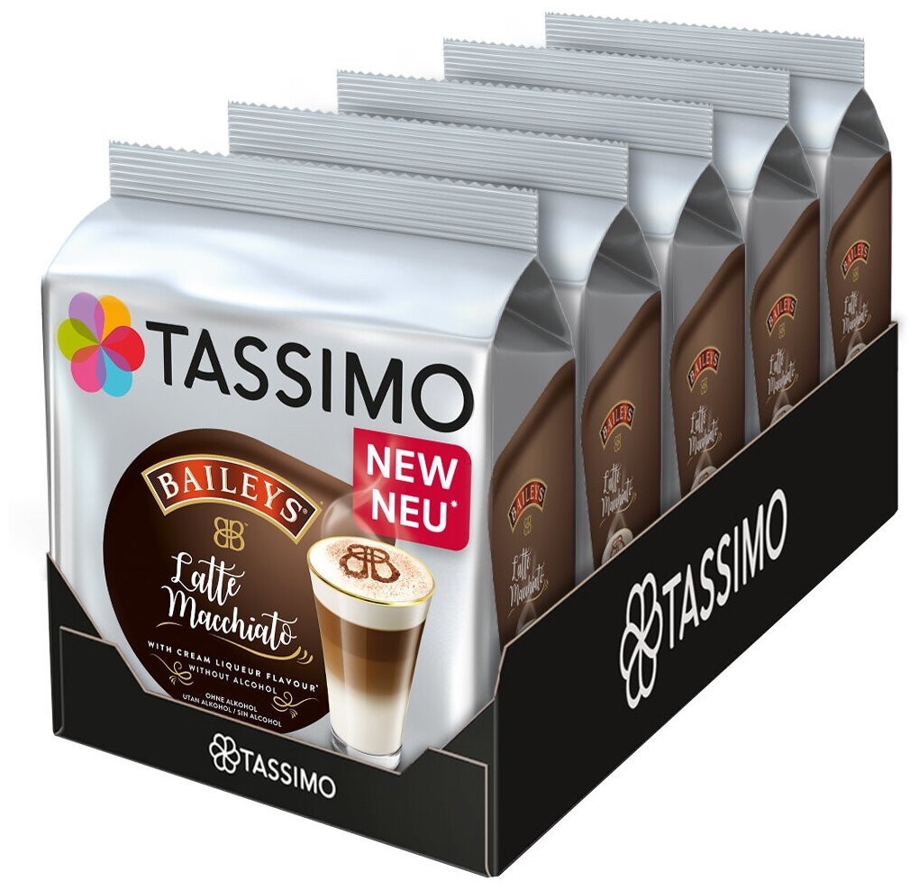 Набор кофе в капсулах Tassimo Baileys Latte Macchiato 5 упаковок *8 порций - фотография № 1