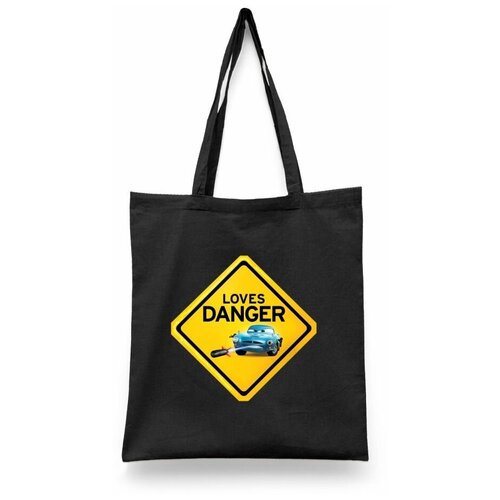 фото Сумка-шоппер унисекс каждому своё "тачки/cars/молния маккуин/мультфильм" черная