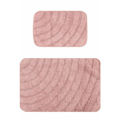 Комплект ковриков 60*90; 40*60 см для ванной, для туалета, пушистый, с длинным ворсом, розовый Irya Bath Porter-Rose