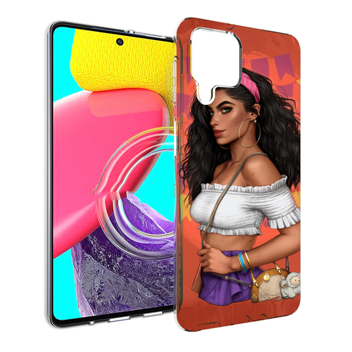 Чехол MyPads девушка-с-сумкой-мулатка женский для Samsung Galaxy M53 (SM-M536) задняя-панель-накладка-бампер