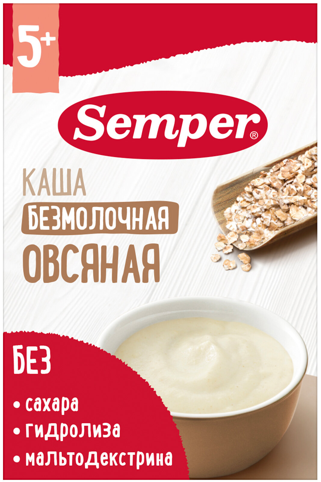 Каша безмолочная Semper Овсяная без добавления сахара детская с 5 месяцев 180 г