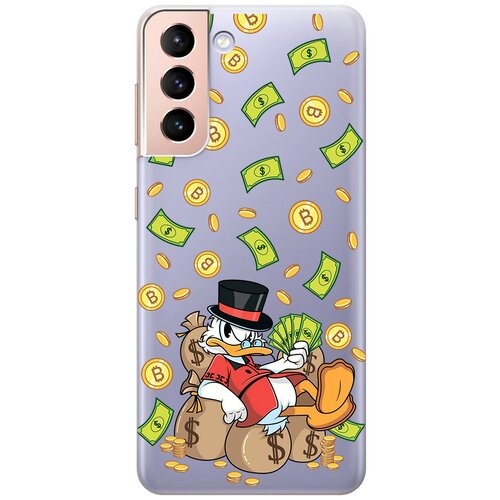 Силиконовый чехол с принтом Rich Scrooge для Samsung Galaxy S21 / Самсунг С21 силиконовый чехол с принтом rich scrooge для samsung galaxy a20s самсунг а20с