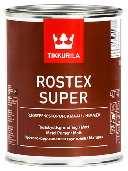 Tikkurila Rostex Super/Тиккурила Ростекс Супер, 1л,красно-коричневый,грунт антикоррозийный