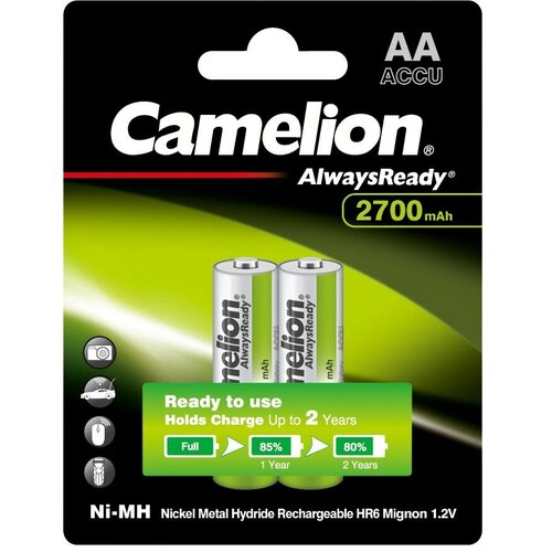  Always Ready AA-2700mAh Ni-Mh BL-2 (NH-AA2700BP2, 1.2)Camelion