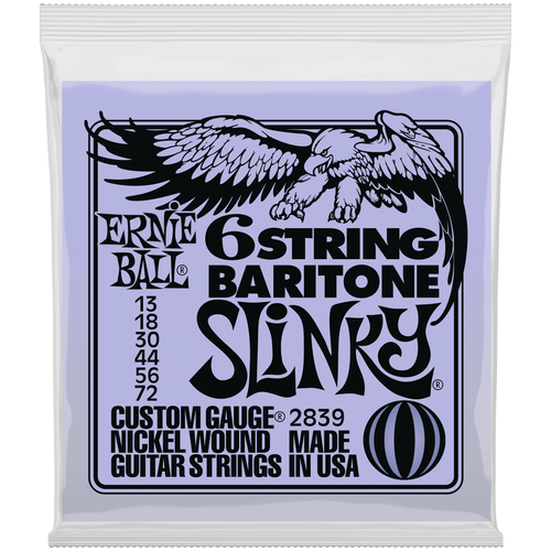 фото Струны для электрогитары ernie ball 2839 baritone slinky 13-72