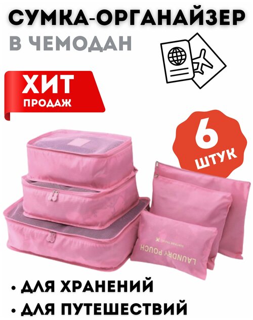 Комплект косметичек 40х30х12 см, розовый