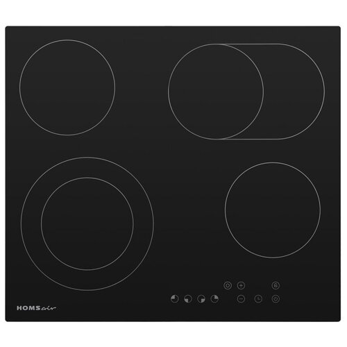 Встраиваемая электрическая панель HOMSair/ электрическая, 580х510х50 мм, сенсорное управление, 4 конфорки, стеклокерамика, черный цвет