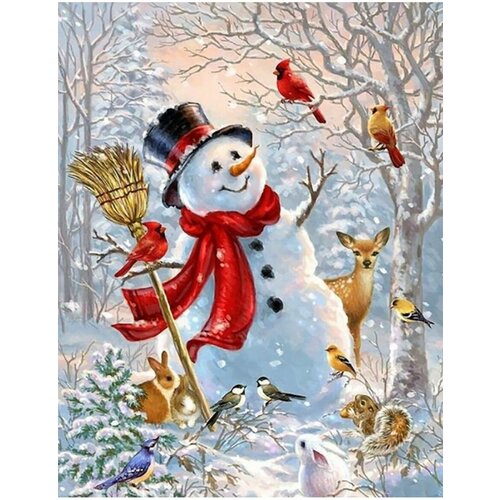 Картина по номерам Новый год Снеговик 40х50 см АртТойс