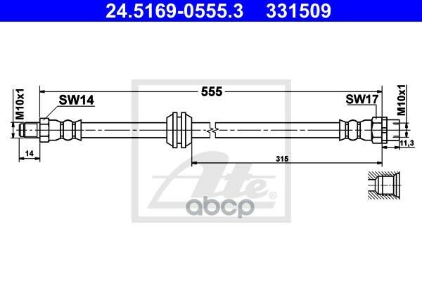 Шланг Тормозной Ate арт. 24-5169-0555-3