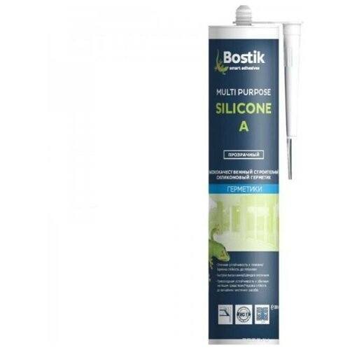 Строительный силиконовый герметик BOSTIK Multi Purpose Silicone A прозрачный, 0.28 л 30607541