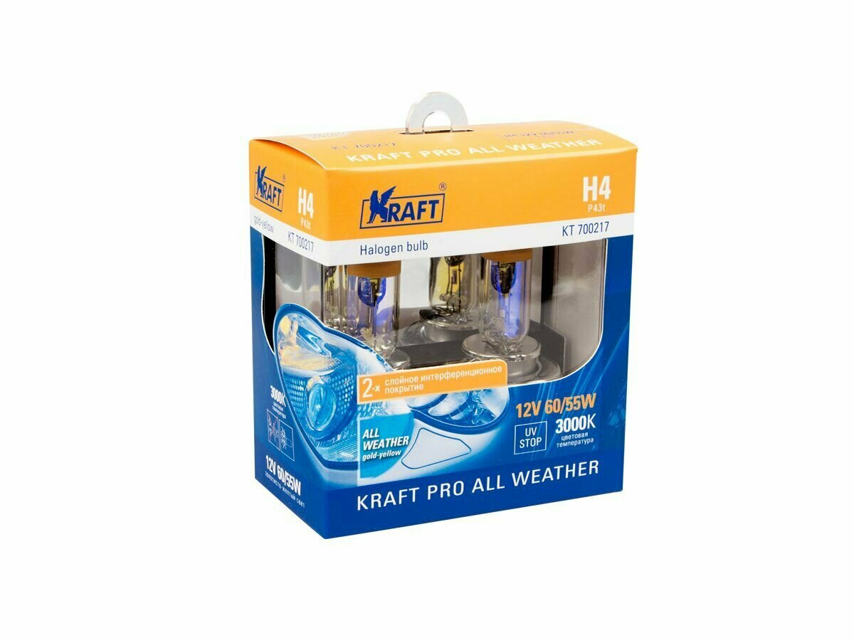 Автолампа H4 12v60/55w(P43t) Kraft Pro All Weather
