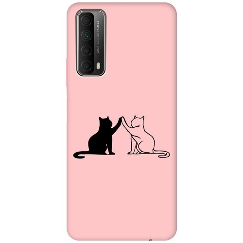 Силиконовый чехол на Huawei P Smart (2021), Хуавей П Смарт (2021) Silky Touch Premium с принтом Cats светло-розовый силиконовый чехол на huawei p smart 2021 хуавей п смарт 2021 silky touch premium с принтом heartbreaker розовый